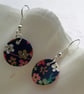 Hardened Chinese Blue Floral Disc Earrings - Image 2