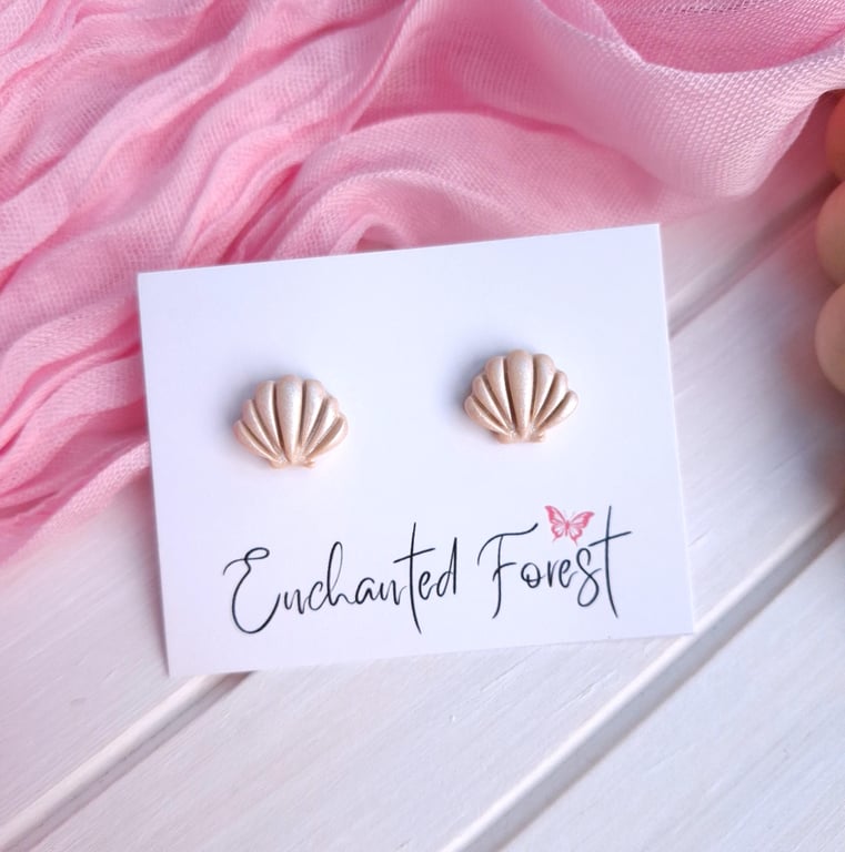 Sandy Seashell Stud Earrings, Coastal Jewellery, Accessories & Gifts