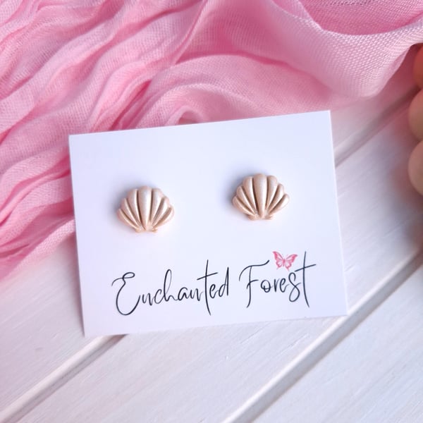 Sandy Seashell Stud Earrings, Coastal Jewellery, Accessories & Gifts