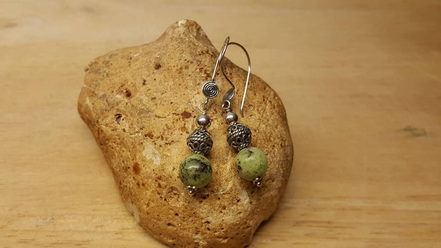 Green Chrysoprase earrings. May birthstone