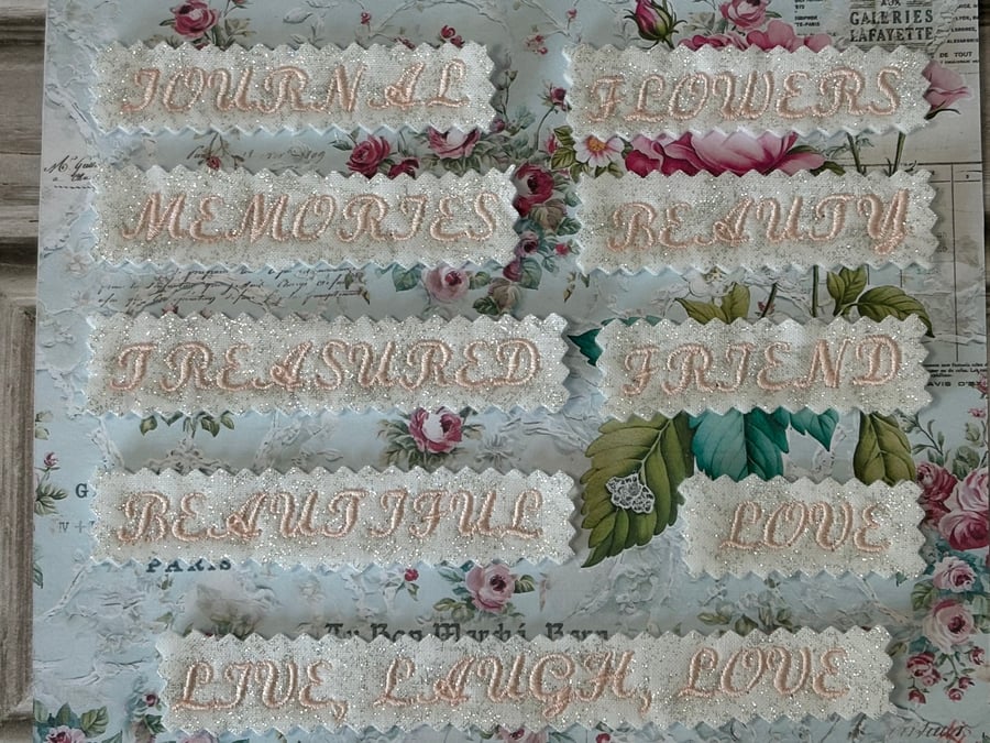 Fabric Labels  Pink Embroidered by Carolee Crafts CS 0005