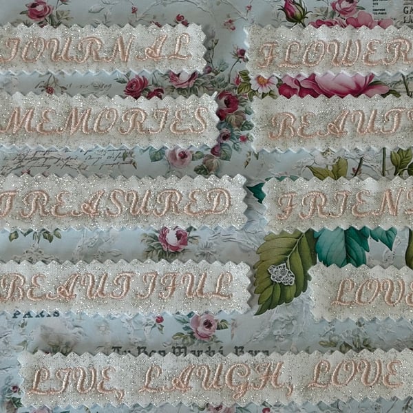 Fabric Labels  Pink Embroidered by Carolee Crafts CS 0005