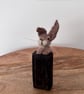 Needle felt Hare peeping over and antique printing block