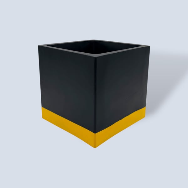 Black yellow square planter 10 cm indoor plant pot gift for plant lovers