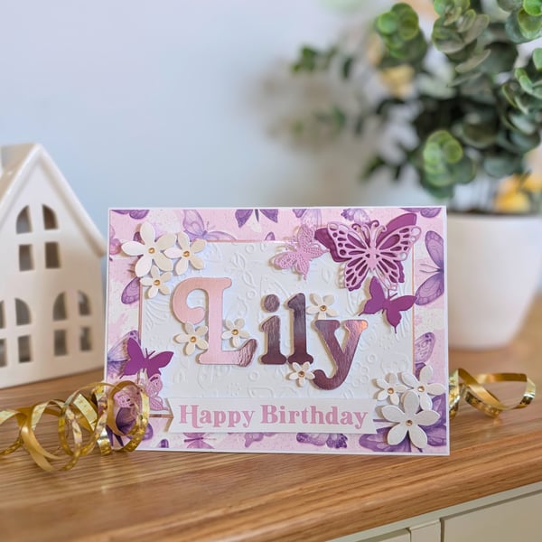 Beautiful Butterflies Personalised Birthday or Thank You Card