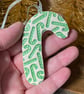 Ceramic candy cane Christmas decoration green - Image 3