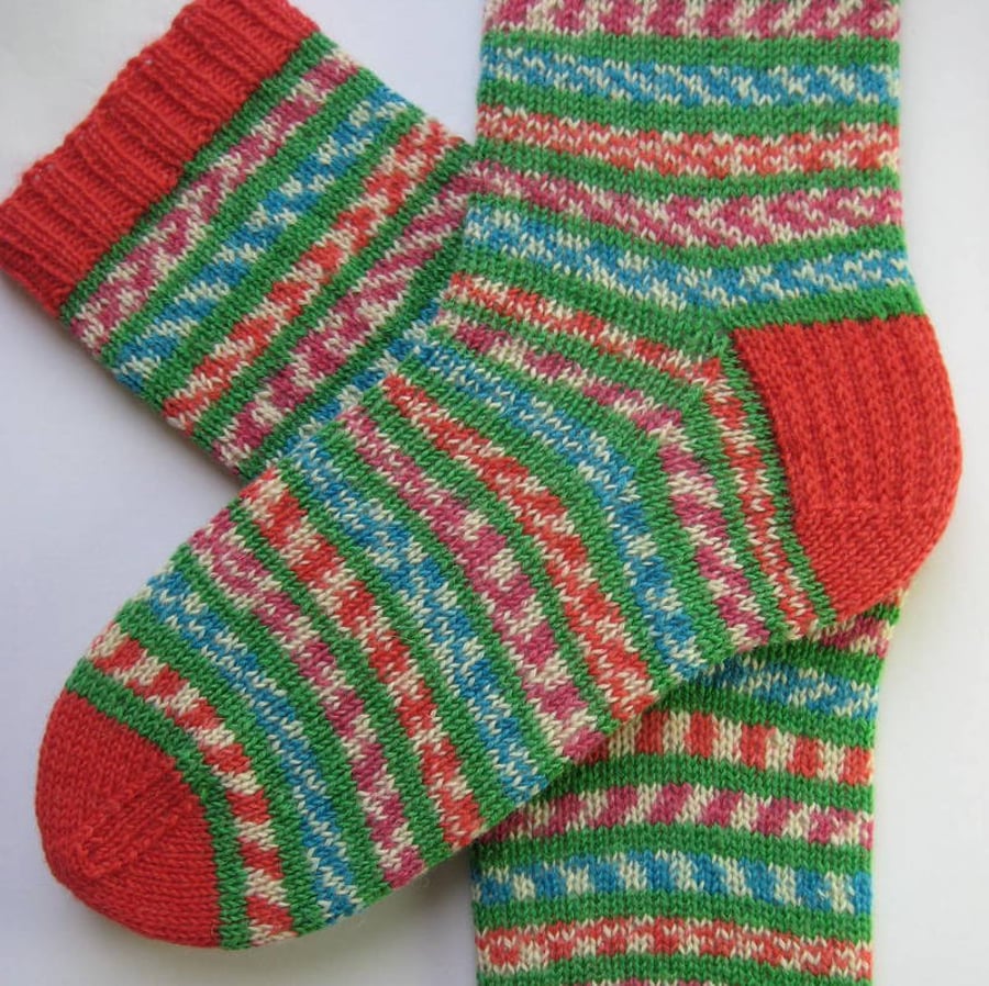 hand knit womens wool socks UK 5-7