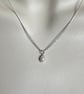 Rice Pearl Pendant & 18" Diamond Cut Ball Chain - Handmade, Sterling Silver