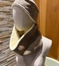 Harris Tweed Headband and Snood. Beige Herringbone Cloth - Image 6