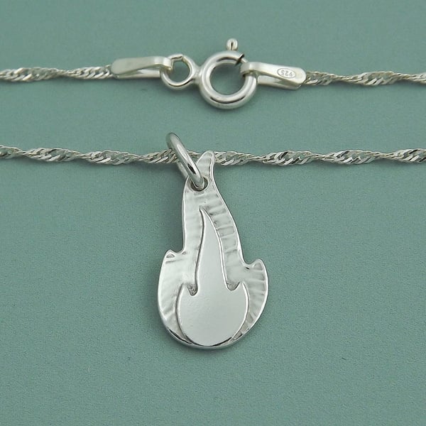 Classic Sterling Silver Flame Pendant — Renewal & Transformation Jewellery