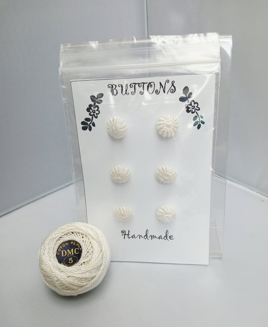 Buttons Handmade Embroidered Yorkshire Style Set of 6