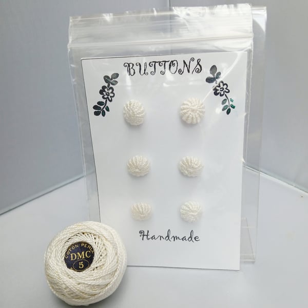 Buttons Handmade Embroidered Yorkshire Style Set of 6