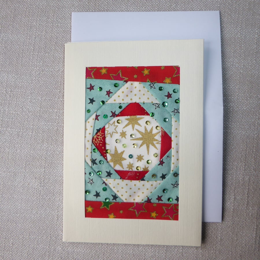Individually Hand Crafted Textile patchworked Blank Card