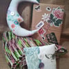 Readers gift, book lover, book , moon, textile art, shawl, lavender bag