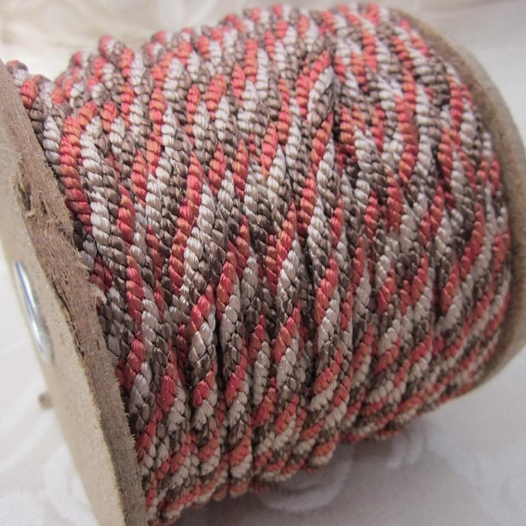 3 Metres 4mm Cream, Brown, Rust Red Lacing Cord