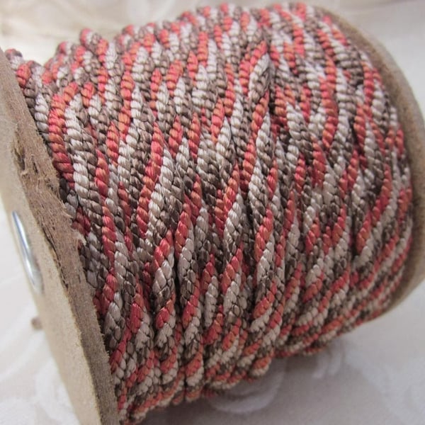 3 Metres 4mm Cream, Brown, Rust Red Lacing Cord
