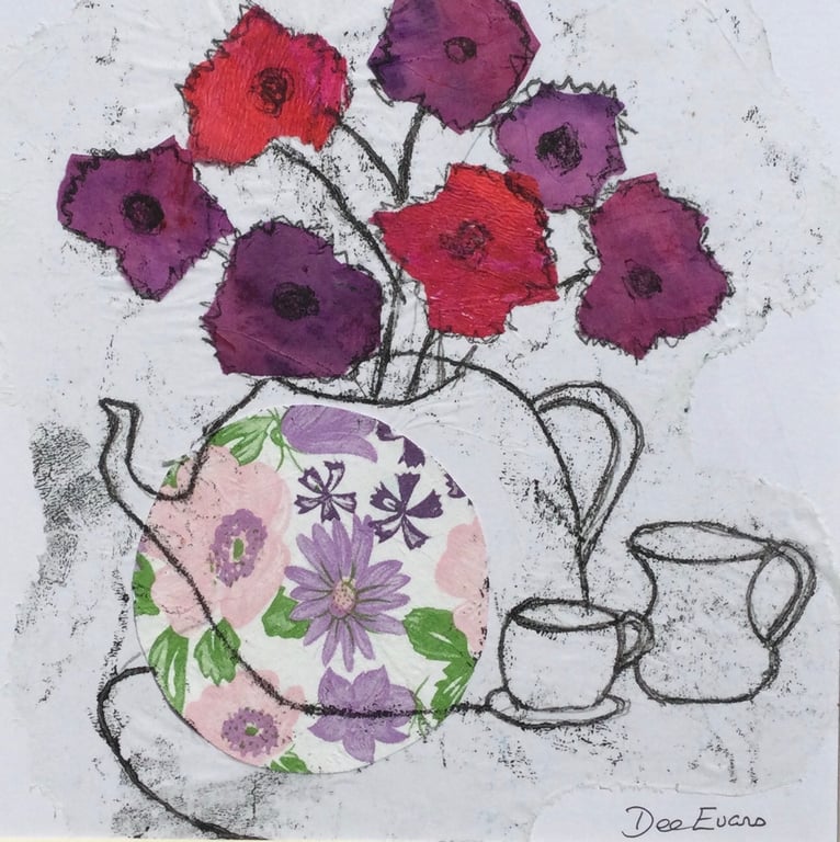 Original art collage entitled "Anyone for Tea"