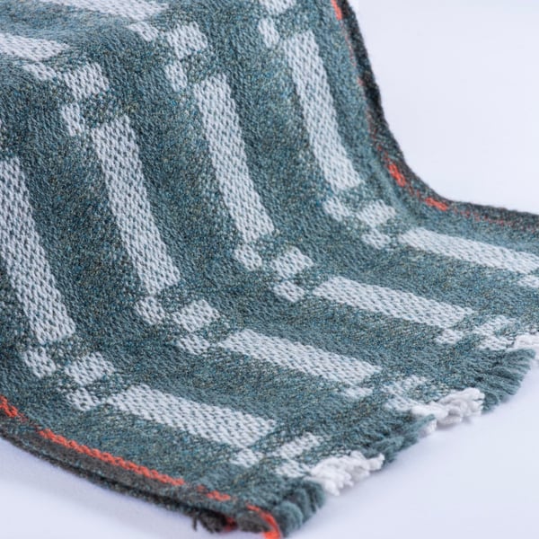 Lush lambswool scarf - green offset blocks