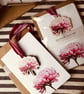 Pink Chrysanthemum flowers Greetings Card and wooden ornament Wedding (QM3342)