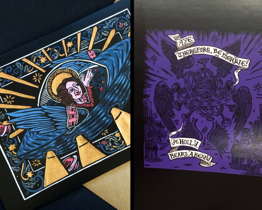 Unusual Angel Christmas Card Set - 2 Designs