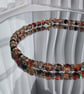 Warm Tones Crackle Glass Beaded Necklace Iridescent Sparkle Statement Choker - Image 2
