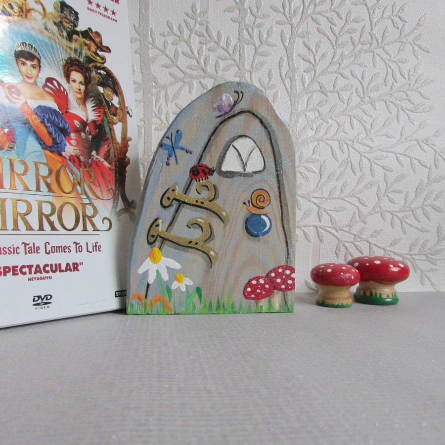 Fairy Door, hand painted onto wood, whimsical and magical for the home