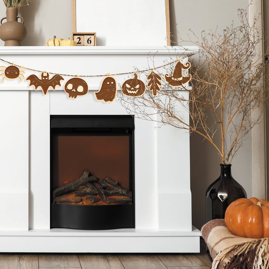 Halloween Bunting - Wooden Reusable Garland Modern Halloween Home Decor