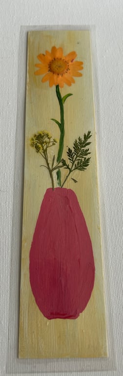 Handmade bookmark. Double sided, original artwork .floral design 