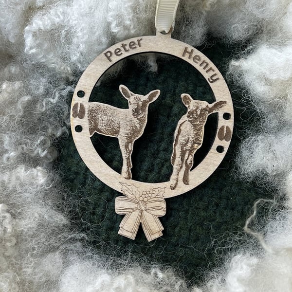 Personalised photo engraved Christmas ornament. Design C3
