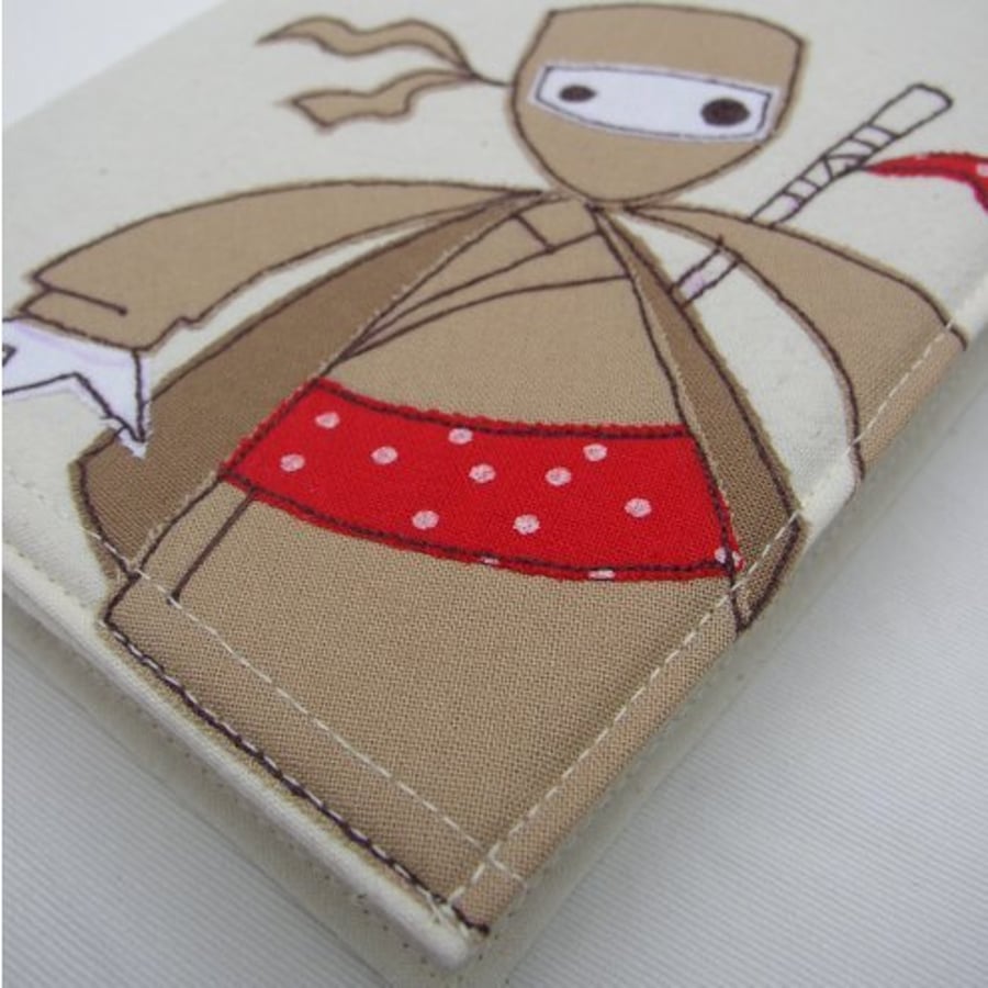 embroidered ninja fabric notebook cover (A6 size)