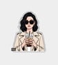 Funny Vinyl Die Cut Sticker For Adults - Woman With Iced Coffee
