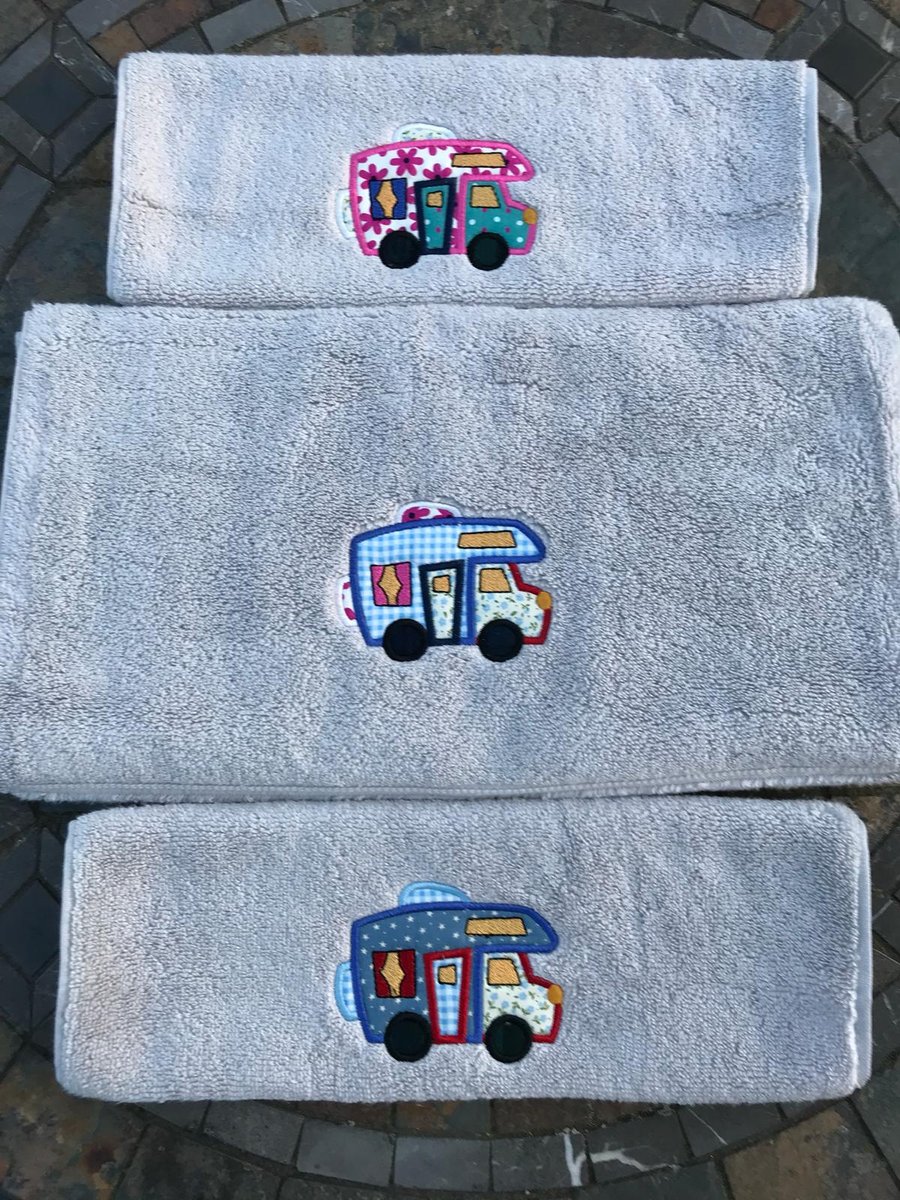 Campervan Motorhome Appliqué Hand Towel