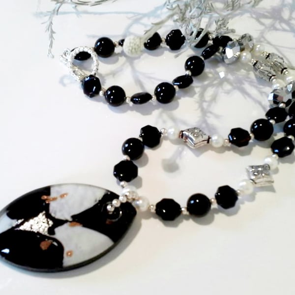 Seconds Sunday Murano Glass, Agate & Freshwater Pearl Necklace 