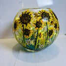 A hand painted and fired glass globe vase by Andrew Jenkins 