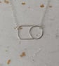 Sterling silver wire circle & square necklace - handmade geometric jewellery  - Image 2