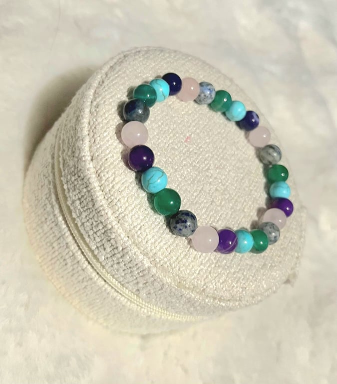Ocean Dream Beaded Bracelet – Turquoise, Rose & Purple Style Stretch Bracelet