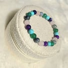 Ocean Dream Beaded Bracelet – Turquoise, Rose & Purple Style Stretch Bracelet