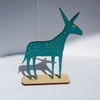 Large Blue Wood and MDF Donkey No.1