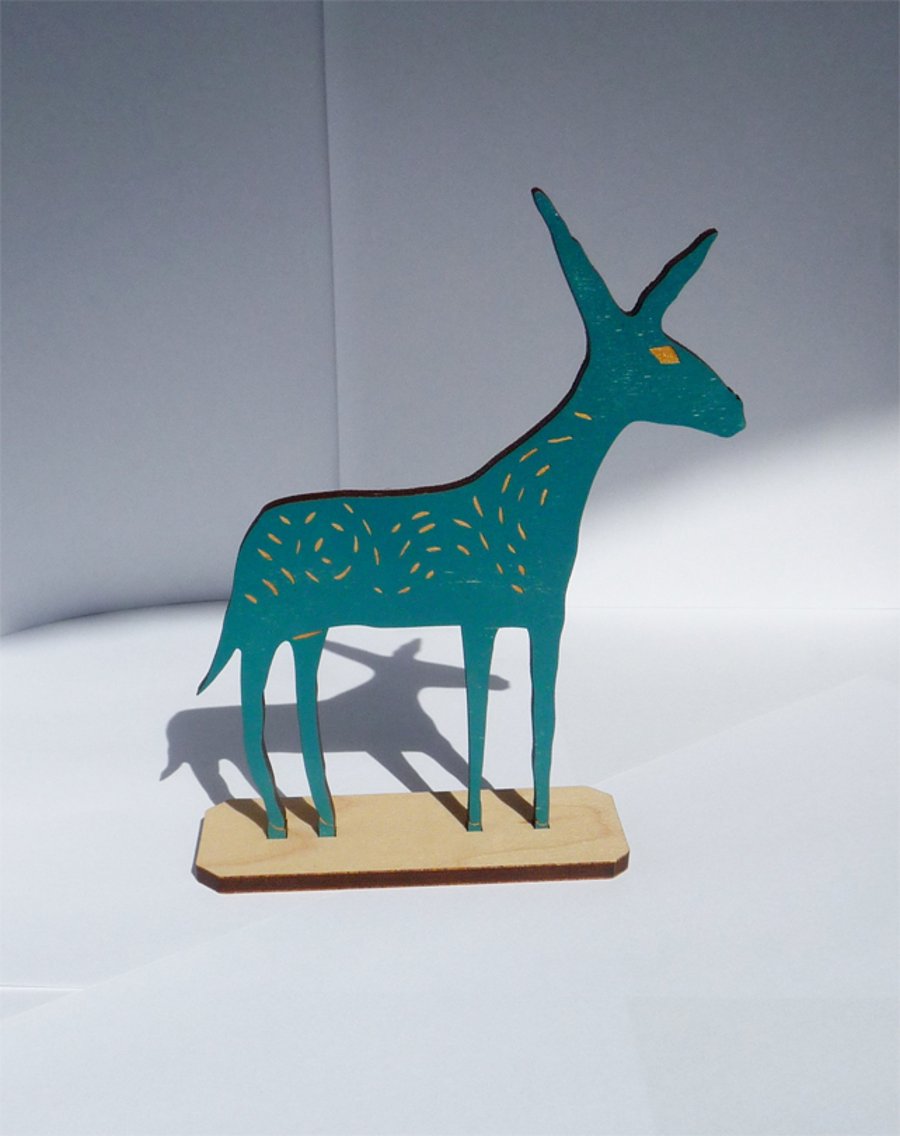 Large Blue Wood and MDF Donkey No.1