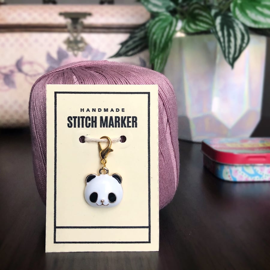 Panda Stitch Marker, Progress Keeper, Enamel Charm 