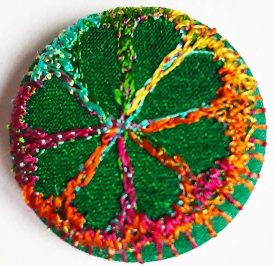 Buttons 1 inch button Hand Dyed Silks and Cottons Free Machine Embroidery Button