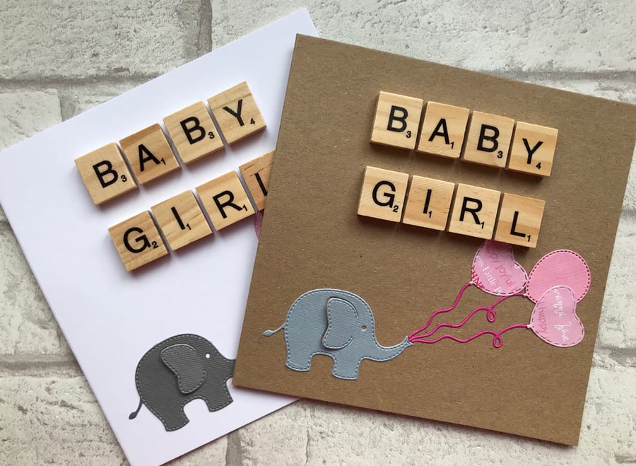 Personalised Handmade New Baby Girl or Baby Shower Card