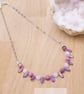 Pink rose quartz and rhodonite gemstone and spear necklace - Image 5