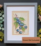 Blueberries kitchen art, fruit wall art, small original drawing