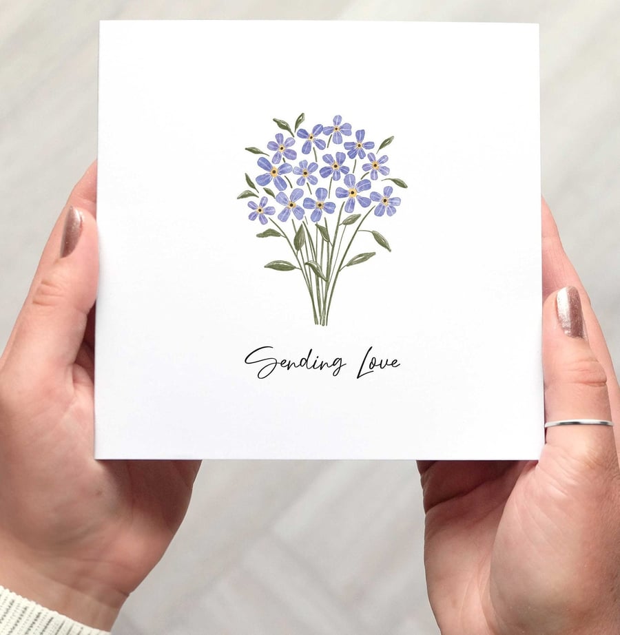 Floral Thinking of You Card, Sending Love, Bereavement Card, Sympathy Card