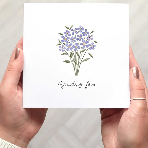 Floral Thinking of You Card, Sending Love, Bereavement Card, Sympathy Card