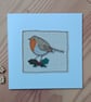 Textile Robin and Holly Christmas Card - Image 3