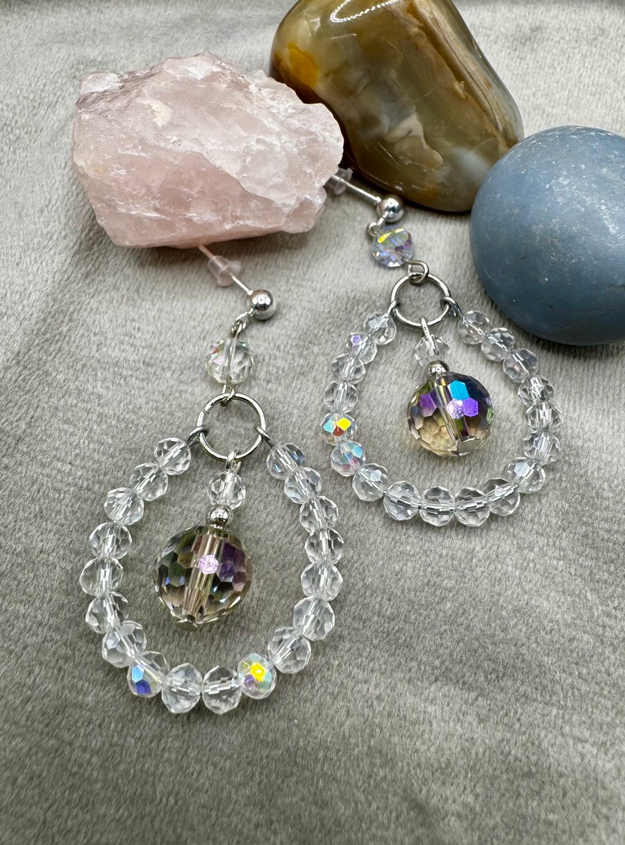 crystal hoop drop earrings