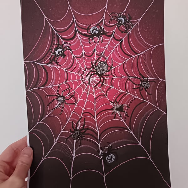 A4 Art Print: Web of Spiders