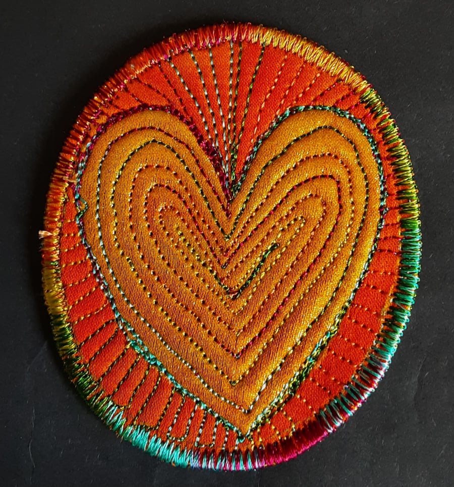 Textile Brooch Free Machine Embroidery 